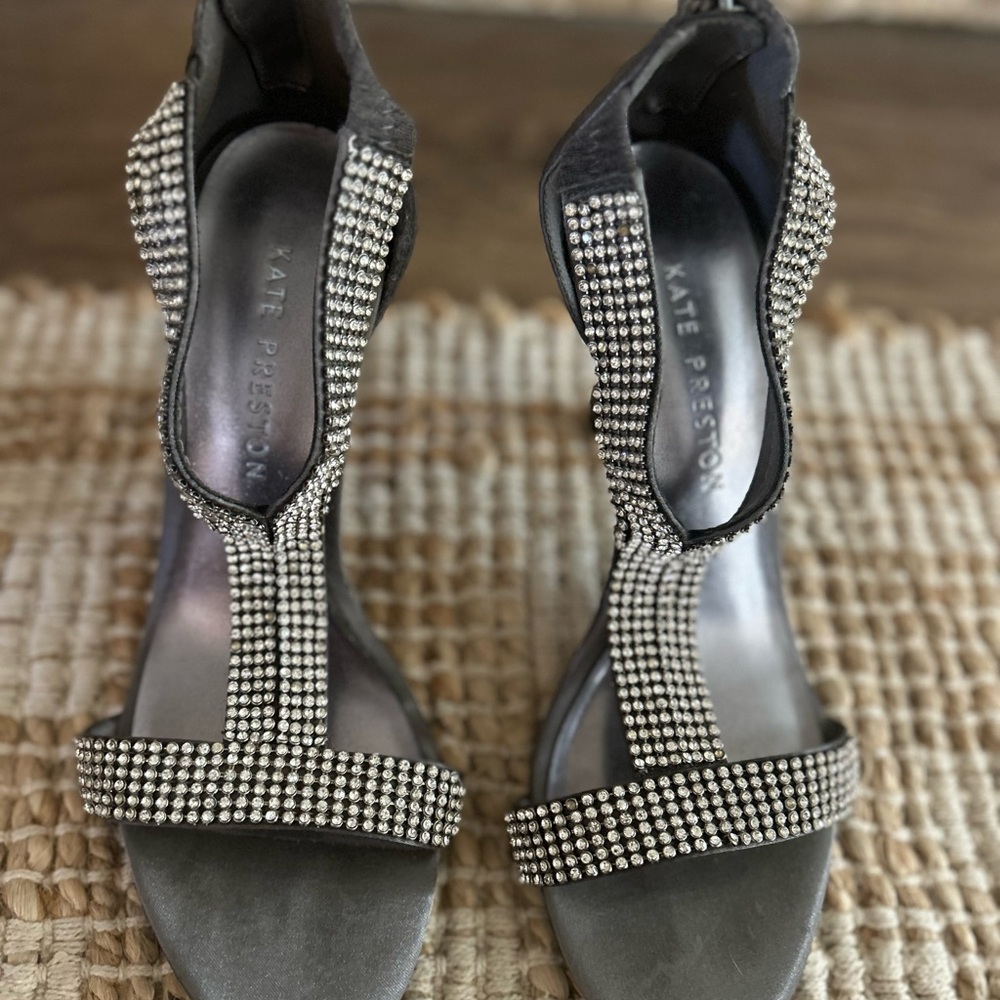 Kate Preston gray rhinestone Embellished Heels
